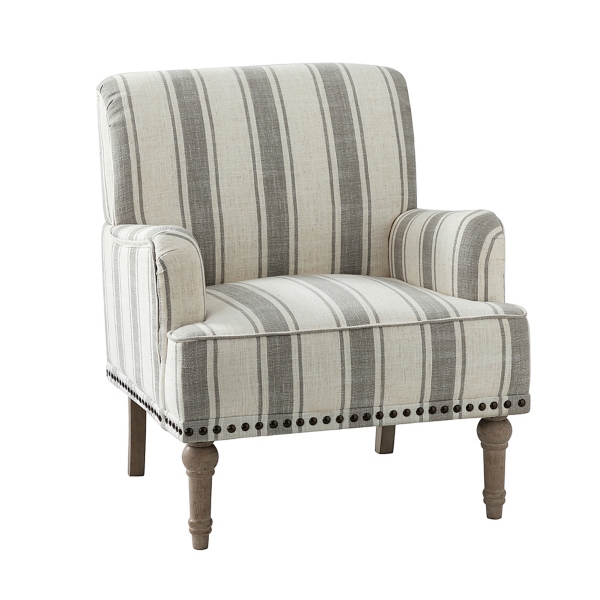 Gray White Stripe Upholstered Accent Chair Kirklands Home