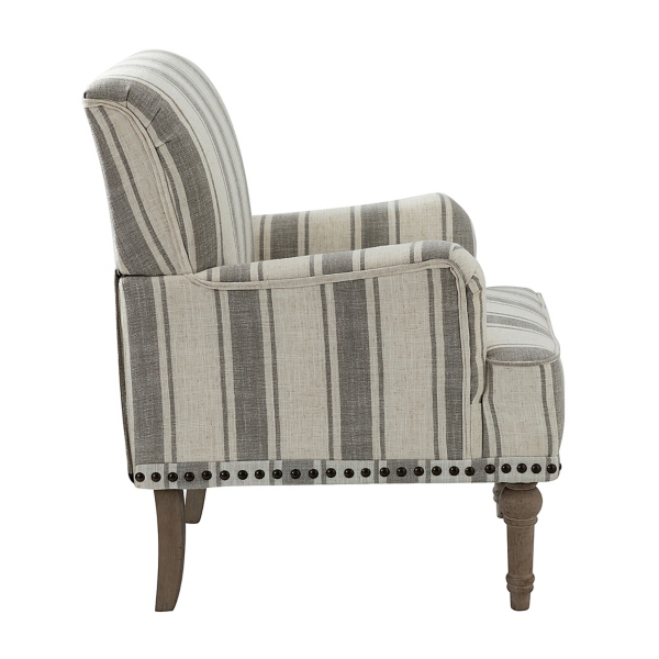 White Stripe Upholstered Accent Chair