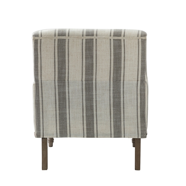 White Stripe Upholstered Accent Chair