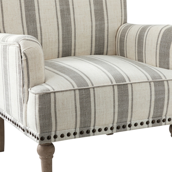 White Stripe Upholstered Accent Chair