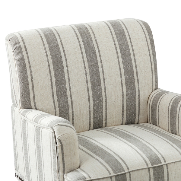 White Stripe Upholstered Accent Chair
