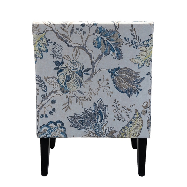 Blue and Yellow Floral Upholstered Accent Chair