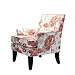 Red and Ivory Floral Upholstered Accent Chair