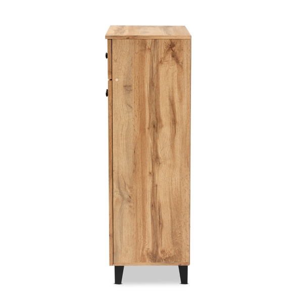 Oak 2-Door Grid Shoe Storage Cabinet