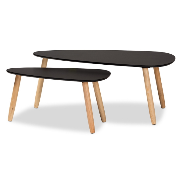 Black and Brown Wood Coffee Tables, Set of 2 Kirklands Home