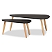 Black and Brown Wood Coffee Tables, Set of 2