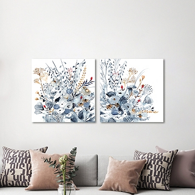 Blue and Gold Trees Canvas Art Prints, Set of 3