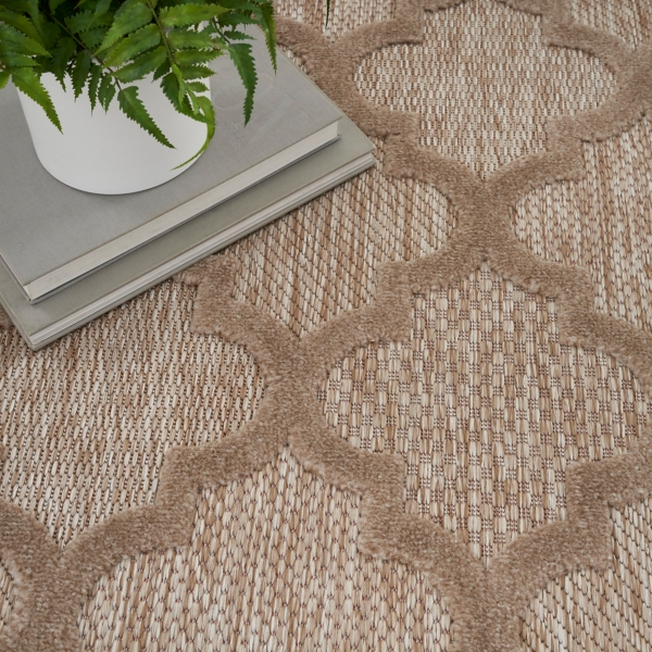 Sandstone Natural Trellis Outdoor Area Rug, 4x6