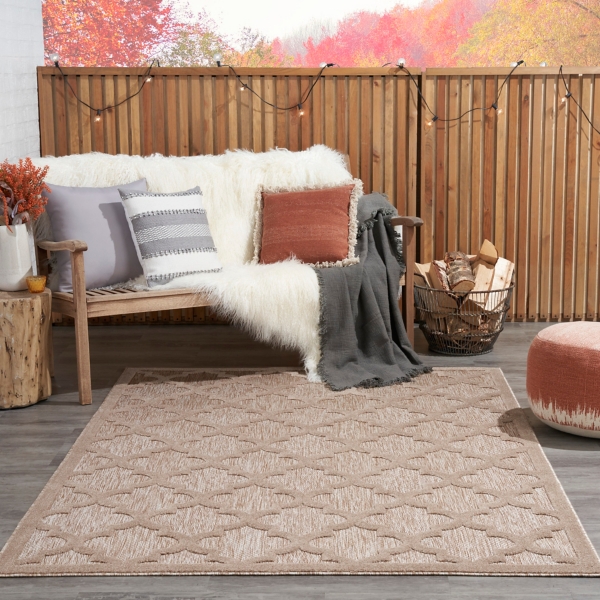 Sandstone Natural Trellis Outdoor Area Rug, 4x6