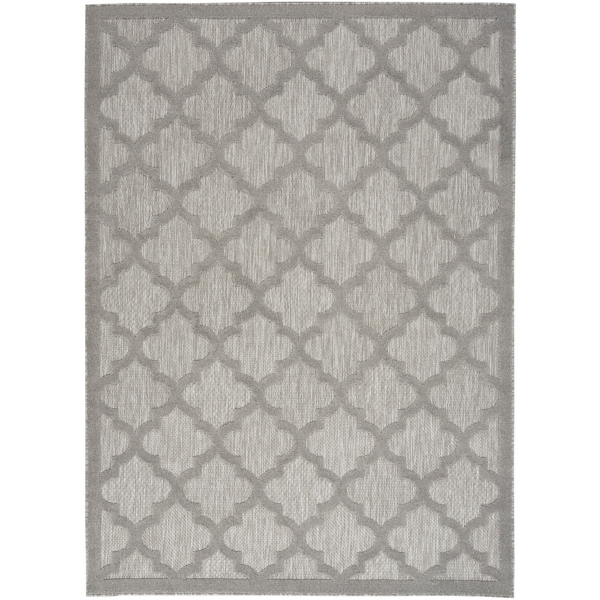 Soft Silver Trellis Outdoor Area Rug, 4x6