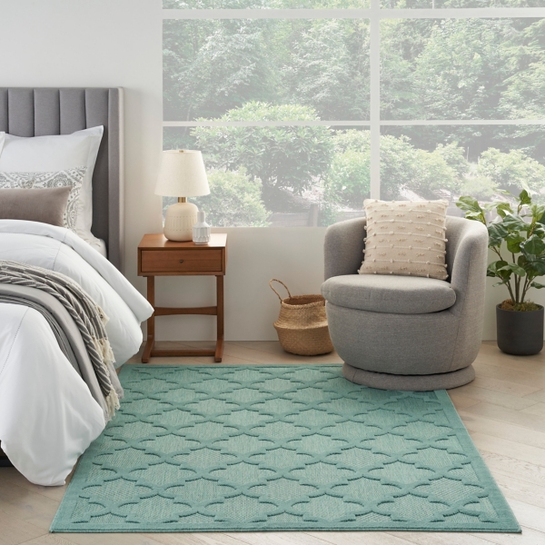 Aqua Trellis Indoor/Outdoor Area Rug, 6x9