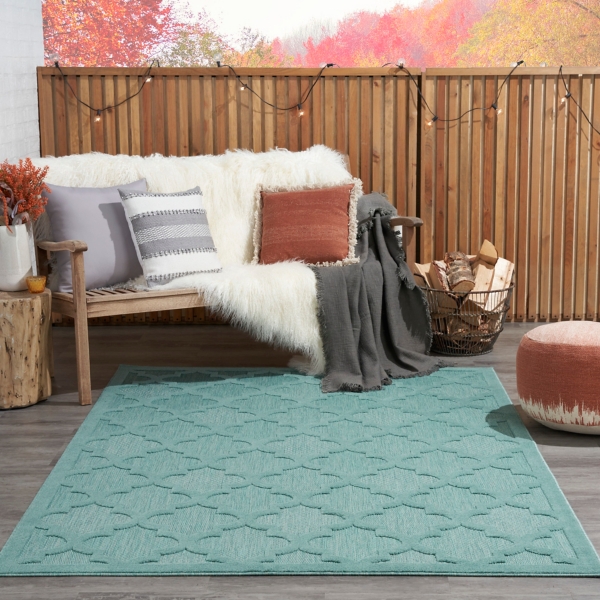 Aqua Trellis Indoor/Outdoor Area Rug, 6x9