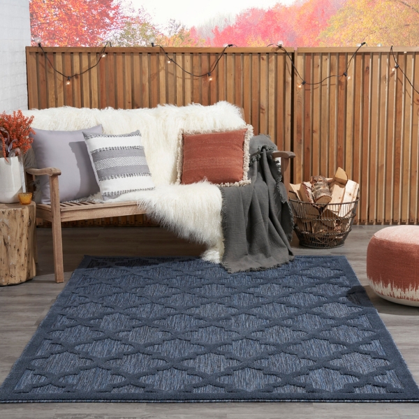 Navy Trellis Indoor/Outdoor Area Rug, 6x9