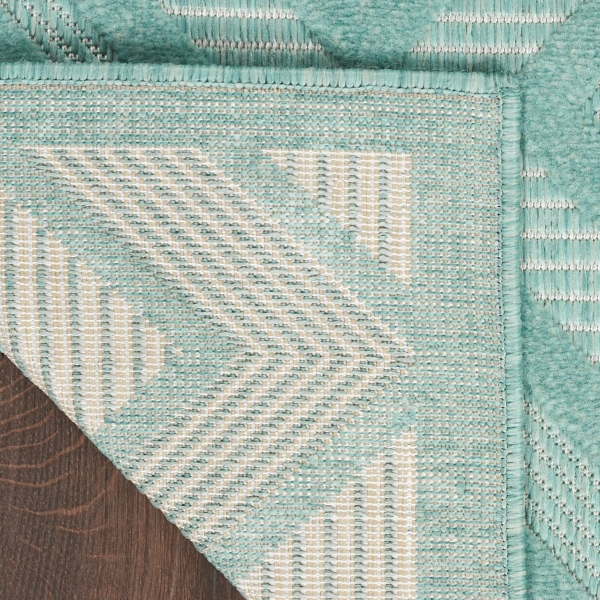 Aqua Flatweave Diamond Outdoor Area Rug