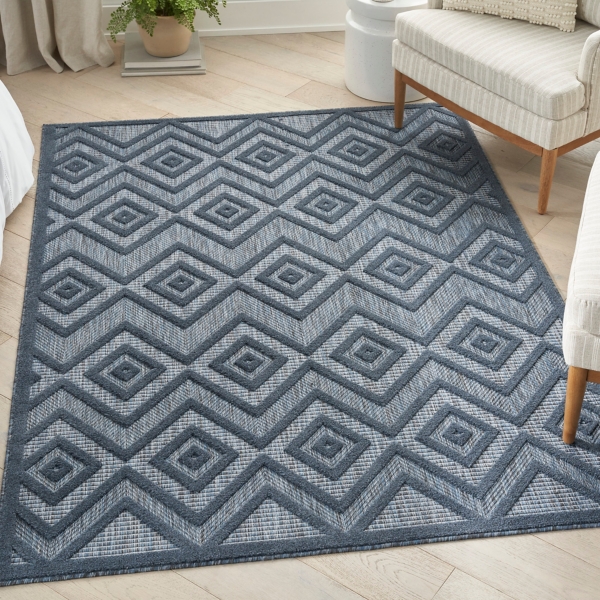 Navy Blue Diamond Indoor/Outdoor Area Rug
