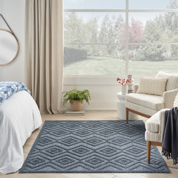 Navy Blue Diamond Indoor/Outdoor Area Rug