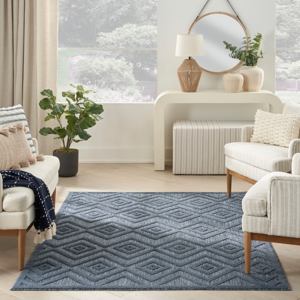 Navy Blue Diamond Indoor/Outdoor Area Rug