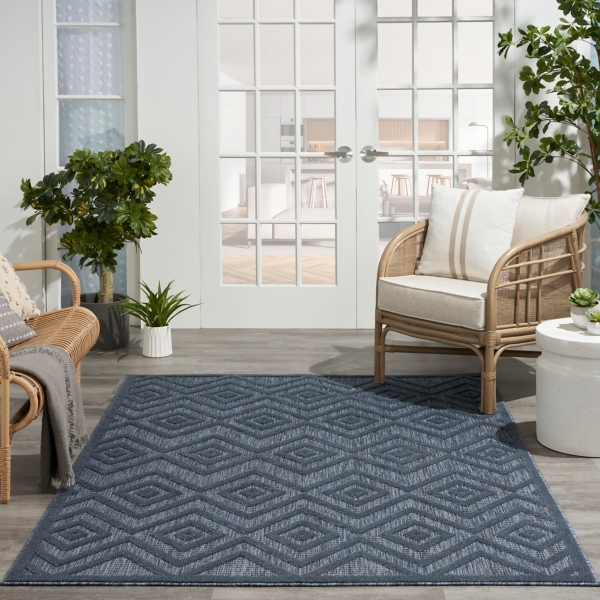 Navy Blue Diamond Indoor/Outdoor Area Rug