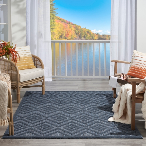 Navy Blue Diamond Indoor/Outdoor Area Rug