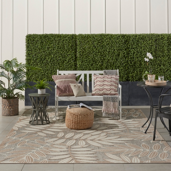 Natural Botanical Leaves Outdoor Area Rug, 9x13
