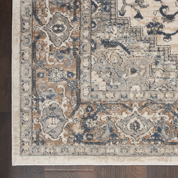 Gray and Ivory Nadia Medallion Area Rug, 7x9