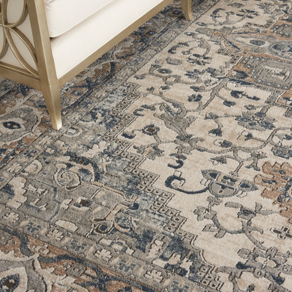 Gray and Ivory Nadia Medallion Area Rug, 7x9