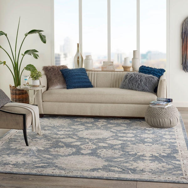 Blue Lush Vines Area Rug, 8x10