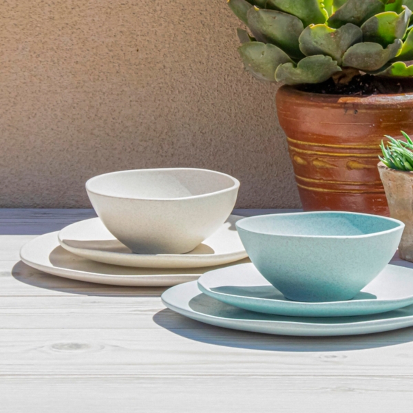 Blue Melamine Santal Salad Plates, Set of 6