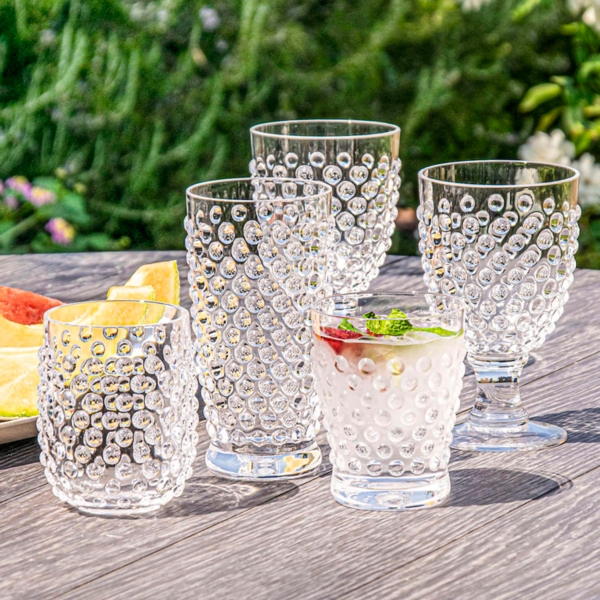 Tall Clear Embossed Acrylic Tumblers, Set of 6
