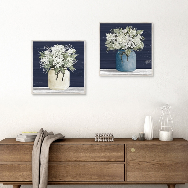 White Blossom Bouquet 2-pc. Framed Wall Art Set