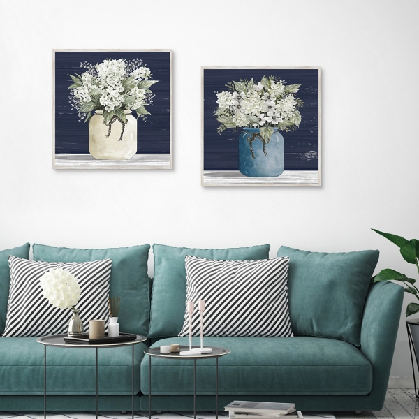 White Blossom Bouquet 2-pc. Framed Wall Art Set