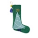 Green and Blue Christmas Tree Wool Stocking