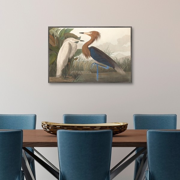 Purple Heron Framed Canvas Art Print