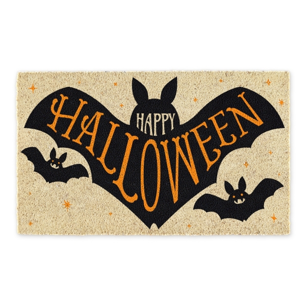 Black Bat Happy Halloween Coir Doormat | Kirklands Home
