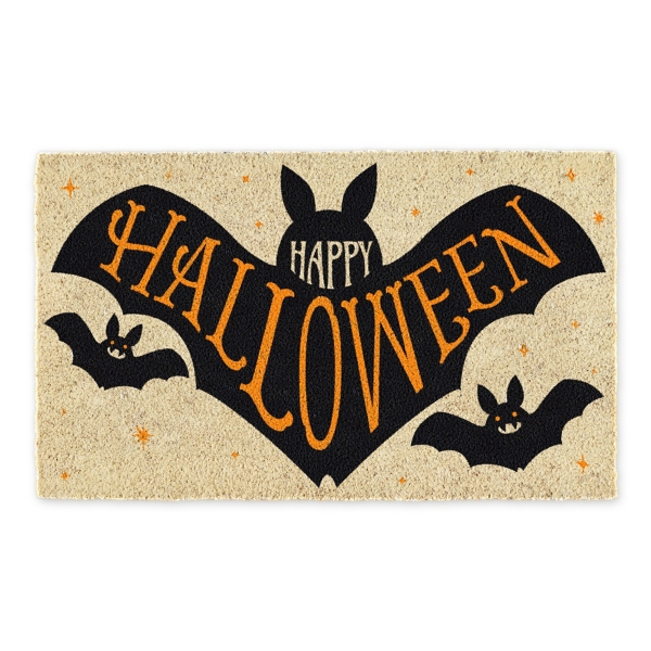 Black Bat Happy Halloween Coir Doormat Kirklands Home