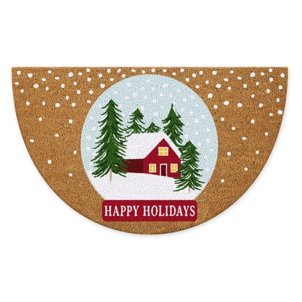 Happy Holidays Half Circle Coir Doormat