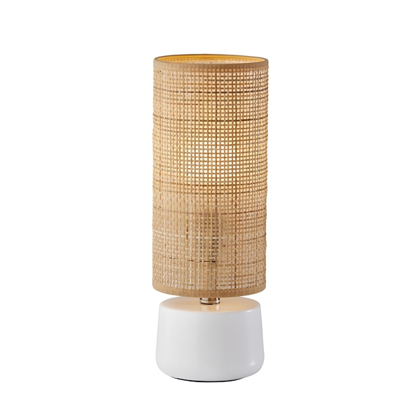 Rattan Cylinder Shade White Base Table Lamp