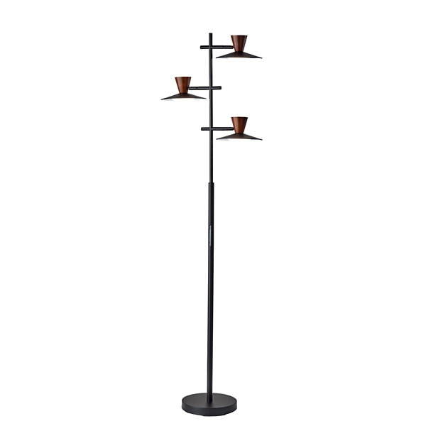 Black Metal Wood Accent Contemporary Floor Lamp Kirklands Home