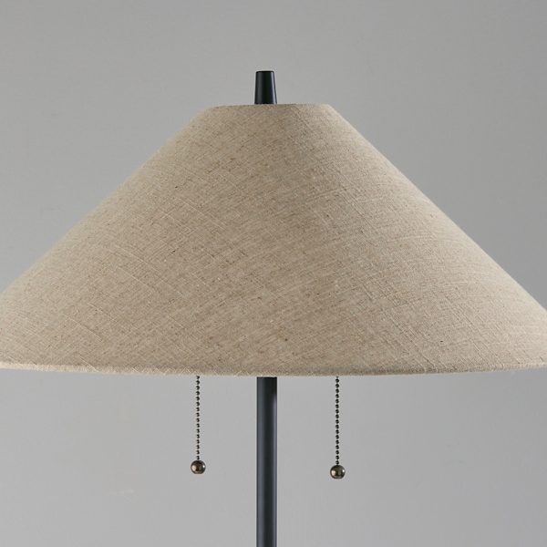 Black Metal Walnut Flare Pulls Floor Lamp