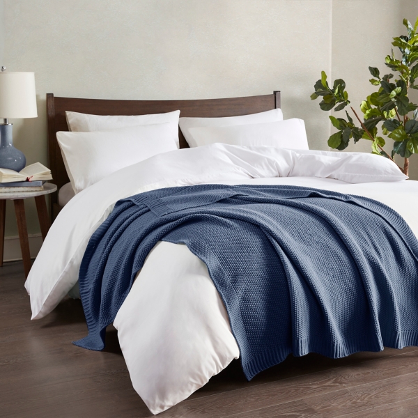 Blue Rylan Knit Throw Blanket Kirklands Home