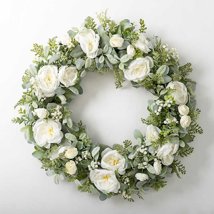 White Peony and Greenery Wreath