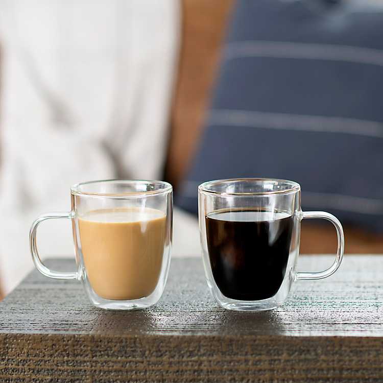 Double Wall Clear Glass Mugs, Set of 2