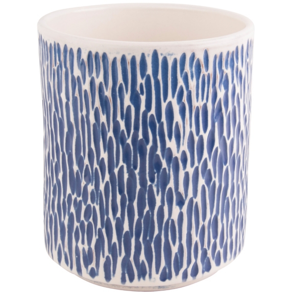 Blue Carved Pattern Utensil Crock Kirklands Home
