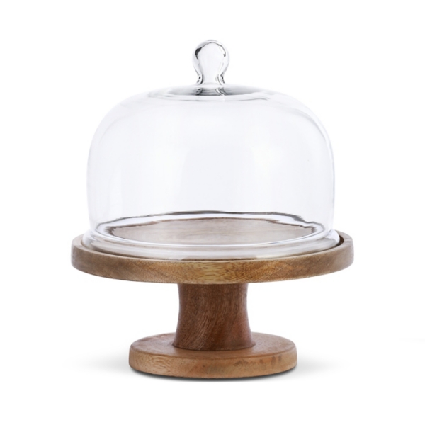 Wooden Cake Stand with Glass Cloche Kirklands Home