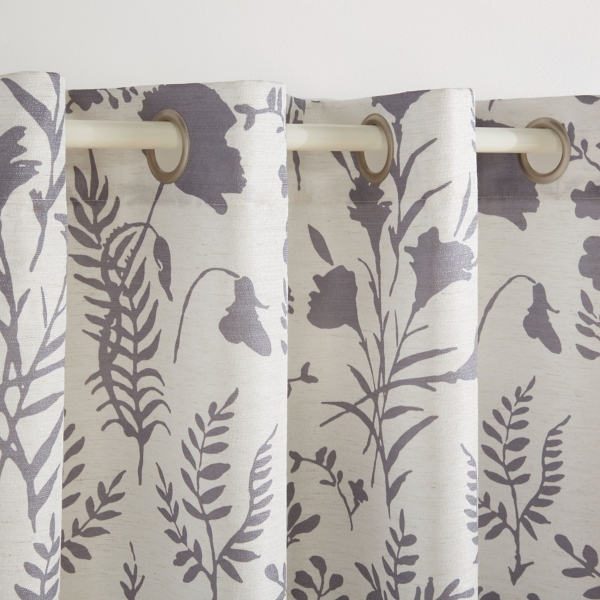 Gray Floral 2-pc. Curtain Panel Set, 96 in.