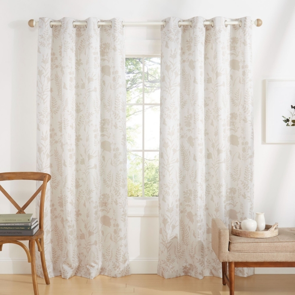 Tan and white deals curtains