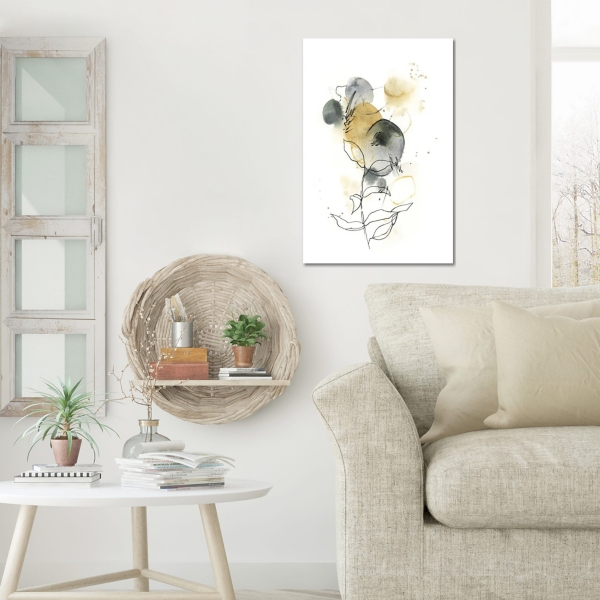 Mustard Yellow and Gray Abstract Canvas Art Print