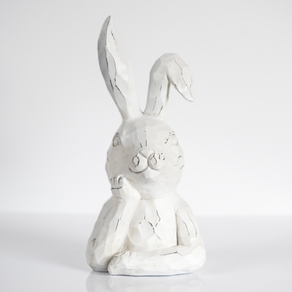 Distressed White Sassy Bunny Statue