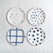 Blue Patterned Appetizer Plates, Set of 4
