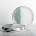 Blue Half Dipped Reactive Salad Plates, Set of 4